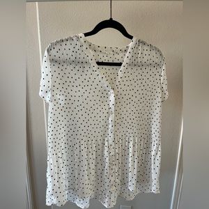White Black Polka Dot Shirt-Small
